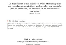 Le déploiement d’une capacité d’Open Marketing dansune organisation marketing