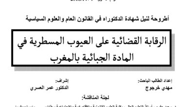 الرقاية القضائية على العيوب المسطرية في المادة الجبائية بالمغرب