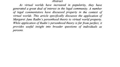 VIRTUAL PROPERTY AND PERSONHOOD