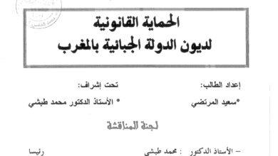 الحماية القانونية لديون الدولة الجبائية بالمغرب