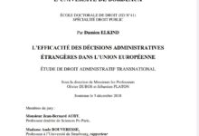 L’EFFICACITÉ DES DÉCISIONS ADMINISTRATIVES ÉTRANGÈRES DANS L’UNION EUROPÉENNE