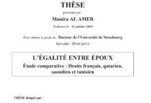 L’ÉGALITÉ ENTRE ÉPOUX Étude comparative