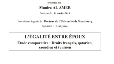 L’ÉGALITÉ ENTRE ÉPOUX Étude comparative
