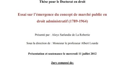 Essai sur l’émergence du concept de marché public en droit administratif