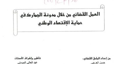 العمل القضائي من خلال مدونة الجمارك في حماية الاقتصاد الوطني