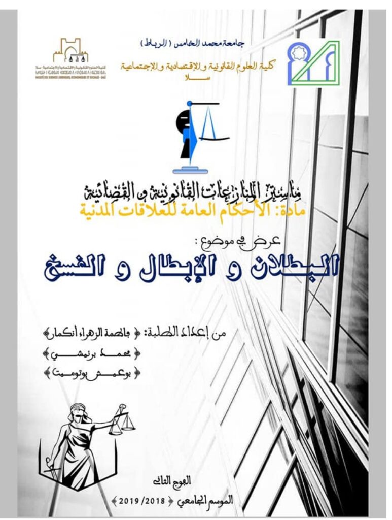 البطلان والإبطال والفسخ
