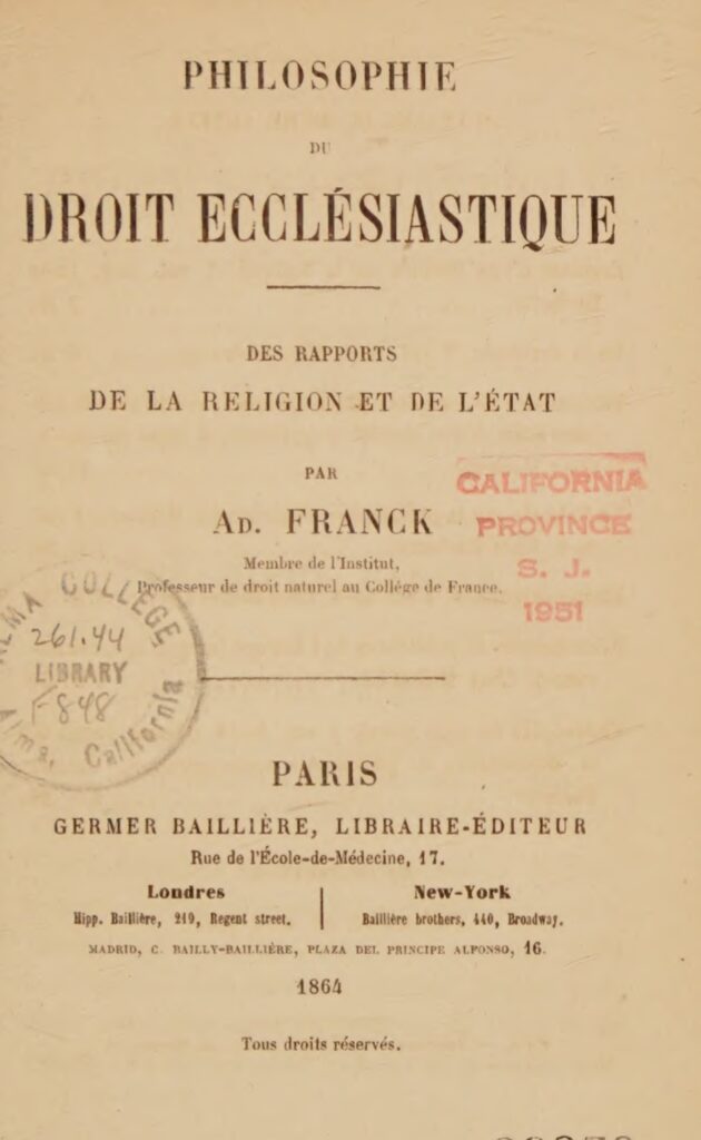 PHILOSOPHIE Du droit ECCLÉSIASTIQUE