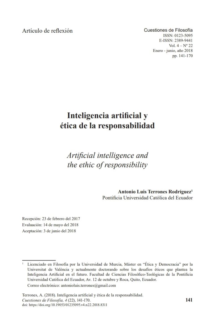 Artificial intelligence and the ethic of responsibility