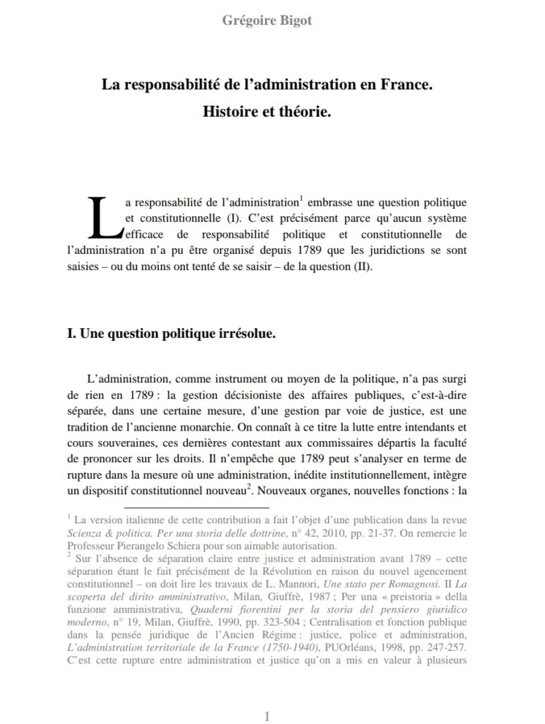 La responsabilité de l’administration en France